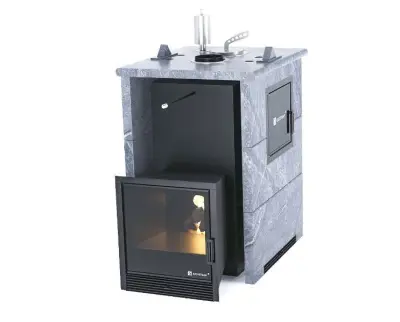 Фото Печь «Анапа» М2 в трехстороннем кожухе Талькохлорит в магазине Woodson