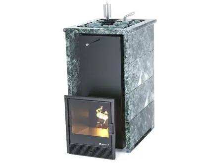Фото Печь «Геленджик» в трехстороннем кожухе с открытым верхом Змеевик в магазине Woodson