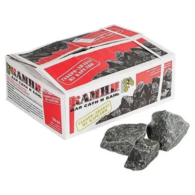 Камень для саун Габбро-диабаз колотый Карелия (коробка 20кг) Камень для саун Габбро-диабаз колотый Карелия (коробка 20кг)