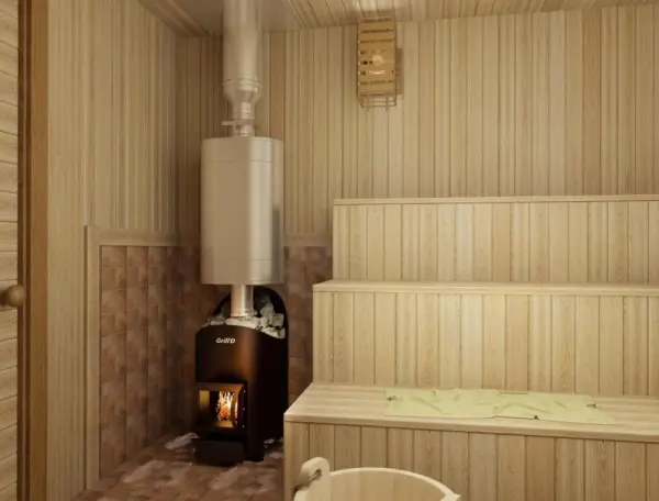 Фото Дровяная банная печь Grill'D Aurora 180 Short (дверца со стеклом) в магазине Woodson