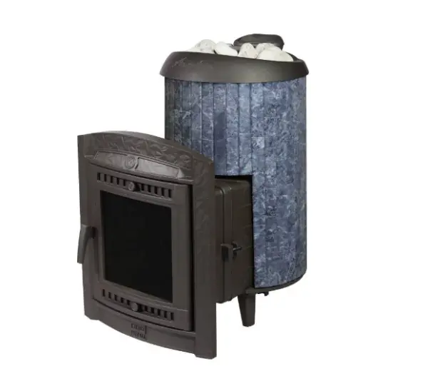 Фото Печь банная "Атмосфера L" в ламелях "Талькохлорит" наборный рисунок в магазине Woodson