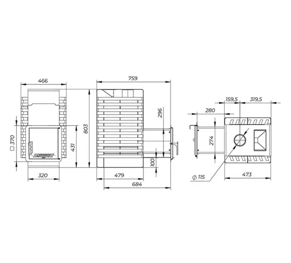 Фото Печь банная "РАДА ТЕРМА 2026" ЗК 8мм 20L, дверца стальная в магазине Woodson