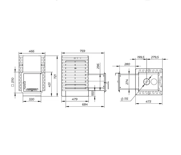Фото Печь банная "РАДА ТЕРМА 2026" ОК 4мм 20L, дверца стальная в магазине Woodson