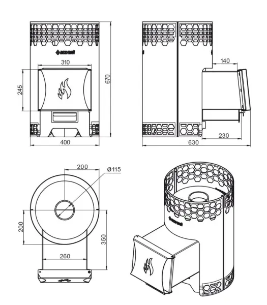 Фото Печь для бани Везувий "Чёрная Пчёлка" в магазине Woodson
