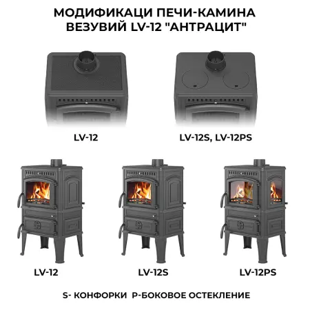 Фото Печь-камин Везувий LV-12 "Антрацит" в магазине Woodson