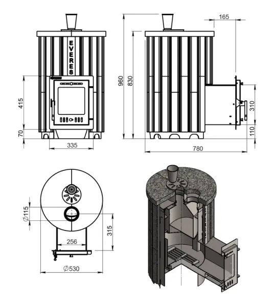 Фото Печь для бани Эверест "Steam Master 18 INOX" Ламель Рваный камень, S- в магазине Woodson