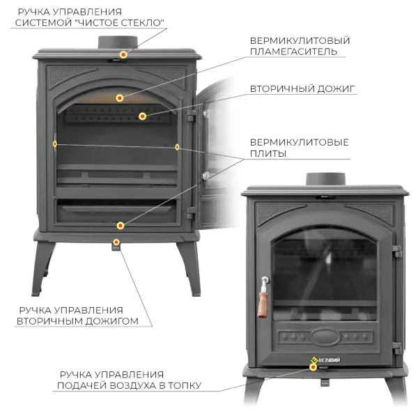 Фото Печь-камин Везувий SV-08 "Антрацит" в магазине Woodson