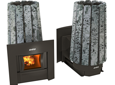 Фото Дровяная банная печь Grill'D Cometa Vega 180 Window Stone Pro (Серпентинит) в магазине Woodson