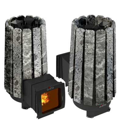 Фото Дровяная банная печь Grill'D Cometa Vega 180 Long Window Max Stone (Серпентинит) в магазине Woodson