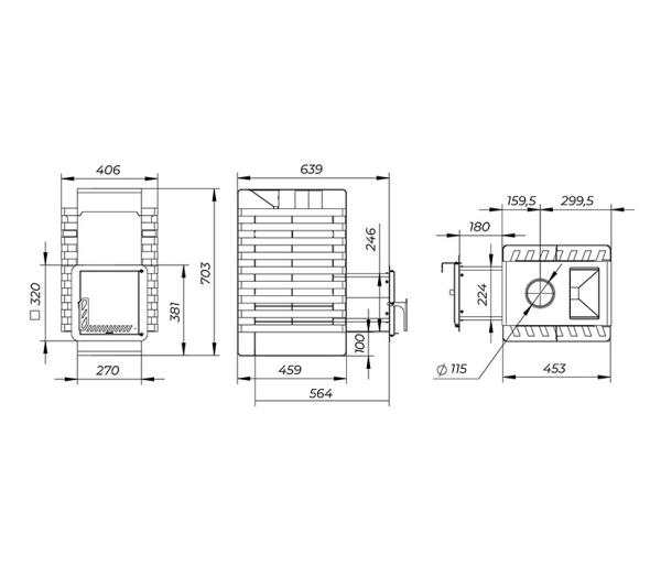 Фото Печь банная "РАДА ТЕРМА 2026" ЗК 4мм 16M, дверца стальная в магазине Woodson