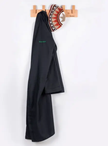 Халат Woodson, вафельный с планкой, р.50-52, чёрный